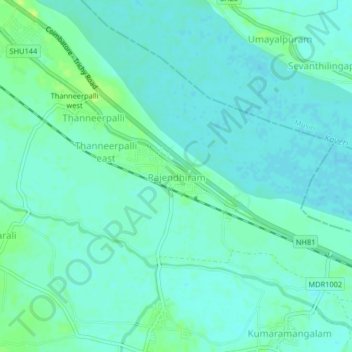 Mapa topográfico Rajendhiram, altitud, relieve