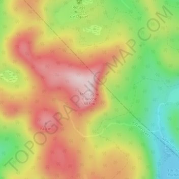 Mapa topográfico Montagne Blanche, altitud, relieve