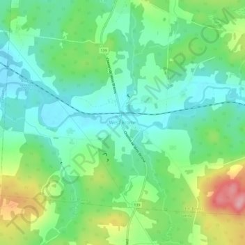 Mapa topográfico West Brome, altitud, relieve