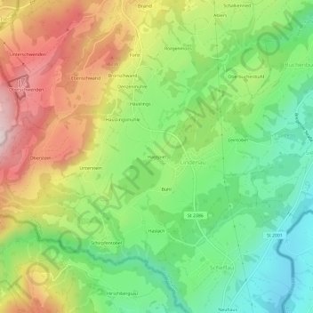 Mapa topográfico Hagspiel, altitud, relieve