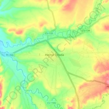 Mapa topográfico Hector Tejada, altitud, relieve