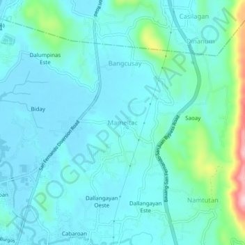 Mapa topográfico Mameltac, altitud, relieve
