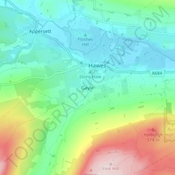 Mapa topográfico Gayle, altitud, relieve