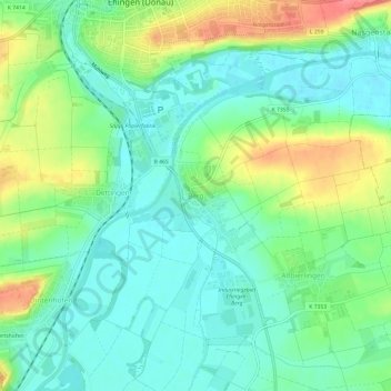 Mapa topográfico Berg, altitud, relieve
