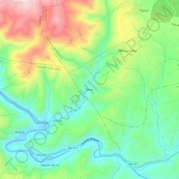 Mapa topográfico Ribas, altitud, relieve