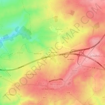 Mapa topográfico Les Violettes, altitud, relieve