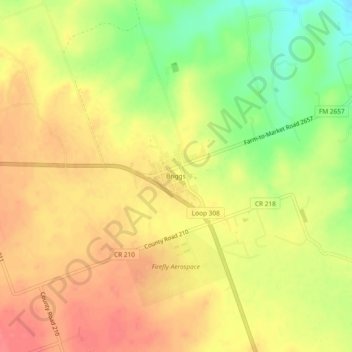 Mapa topográfico Briggs, altitud, relieve