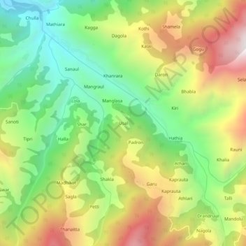 Mapa topográfico Usal, altitud, relieve