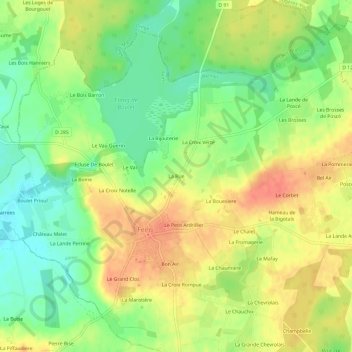 Mapa topográfico La Rue, altitud, relieve