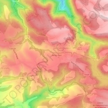 Mapa topográfico Bel Air Bas, altitud, relieve