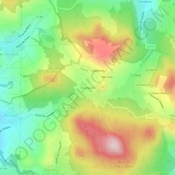 Mapa topográfico Champclos, altitud, relieve