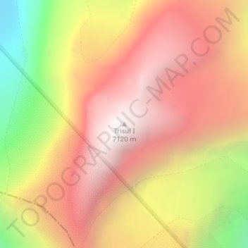 Mapa topográfico Trisul I, altitud, relieve