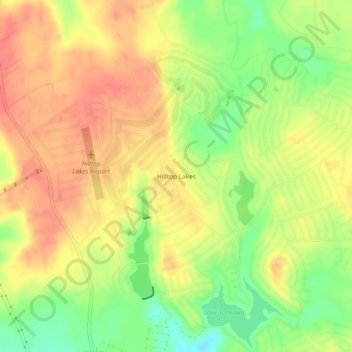 Mapa topográfico Hilltop Lakes, altitud, relieve