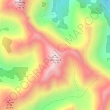 Mapa topográfico Mount McDougall, altitud, relieve