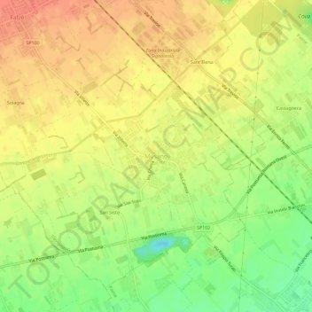 Mapa topográfico Musano, altitud, relieve