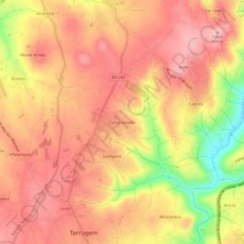 Mapa topográfico Carne Assada, altitud, relieve