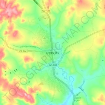 Mapa topográfico Nerópolis, altitud, relieve
