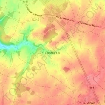 Mapa topográfico Piétrebais, altitud, relieve
