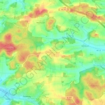 Mapa topográfico Landmannsdorf, altitud, relieve