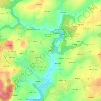 Mapa topográfico Le Roc, altitud, relieve