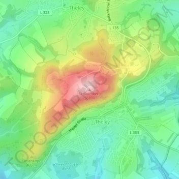Mapa topográfico Schaumberg, altitud, relieve