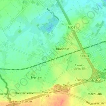 Mapa topográfico Quenoque, altitud, relieve