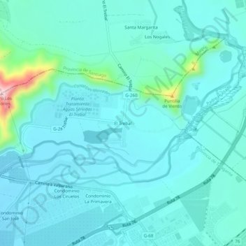 Mapa topográfico El Trebal, altitud, relieve