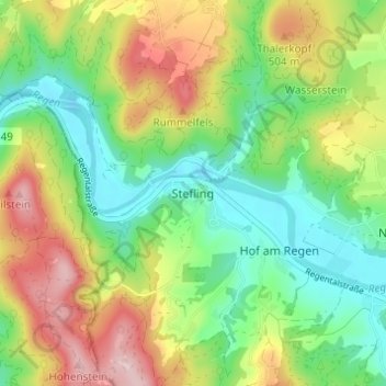 Mapa topográfico Stefling, altitud, relieve