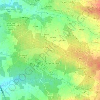 Mapa topográfico La Nauve, altitud, relieve
