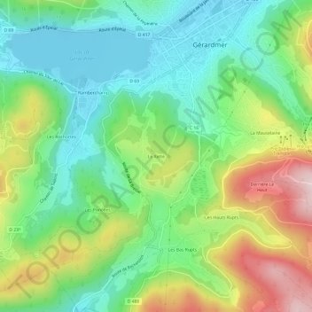 Mapa topográfico Le Xetté, altitud, relieve