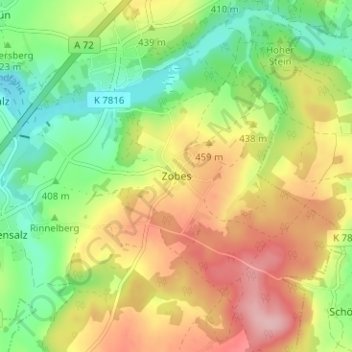 Mapa topográfico Zobes, altitud, relieve