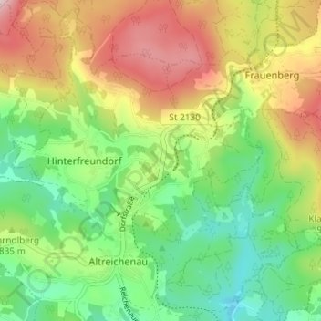 Mapa topográfico Branntweinhäuser, altitud, relieve