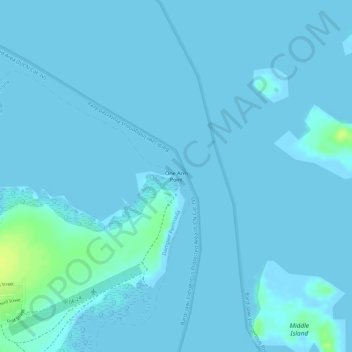 Mapa topográfico One Arm Point, altitud, relieve