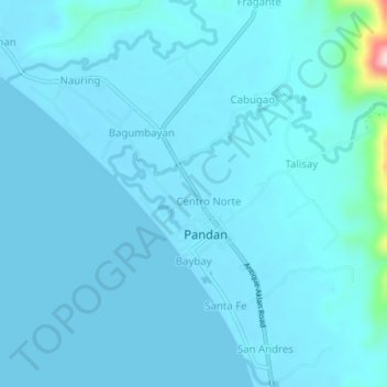 Mapa topográfico Bunga, altitud, relieve