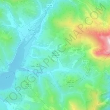 Mapa topográfico La Lastra, altitud, relieve