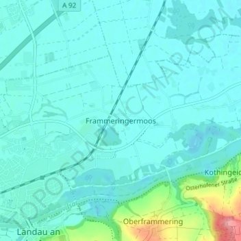 Mapa topográfico Frammeringermoos, altitud, relieve