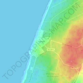 Mapa topográfico Pedrógão, altitud, relieve