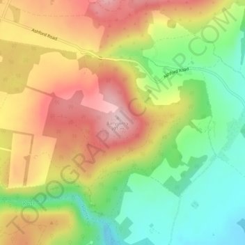 Mapa topográfico Ballycurry, altitud, relieve