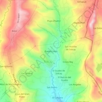 Mapa topográfico Pueblo Viejo, altitud, relieve