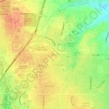 Mapa topográfico Wetsel, altitud, relieve