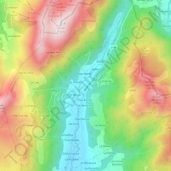 Mapa topográfico Chaumety, altitud, relieve