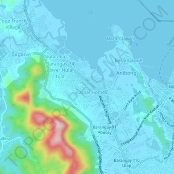 Mapa topográfico Barangay 73, altitud, relieve