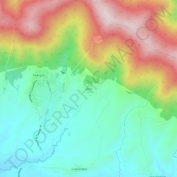 Mapa topográfico Lerés, altitud, relieve