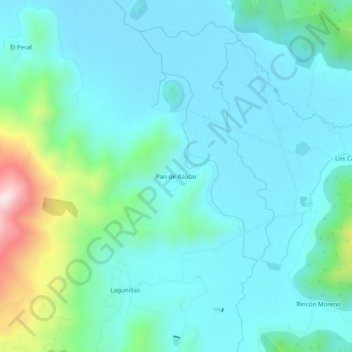 Mapa topográfico Pan de Azúcar, altitud, relieve