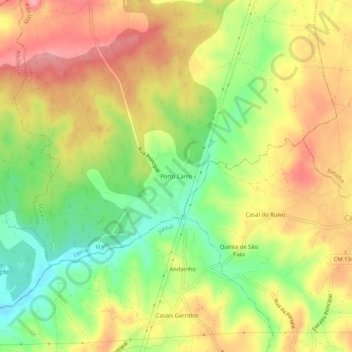 Mapa topográfico Porto Carro, altitud, relieve