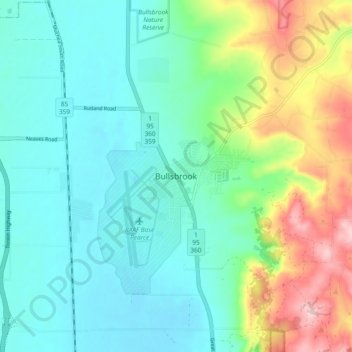 Mapa topográfico Bullsbrook, altitud, relieve