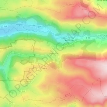 Mapa topográfico Viellespesse, altitud, relieve