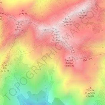 Mapa topográfico Source, altitud, relieve