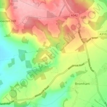 Mapa topográfico Chittoe, altitud, relieve