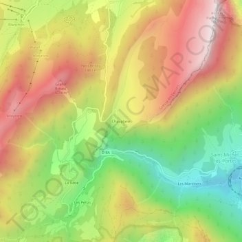 Mapa topográfico Chauplane, altitud, relieve